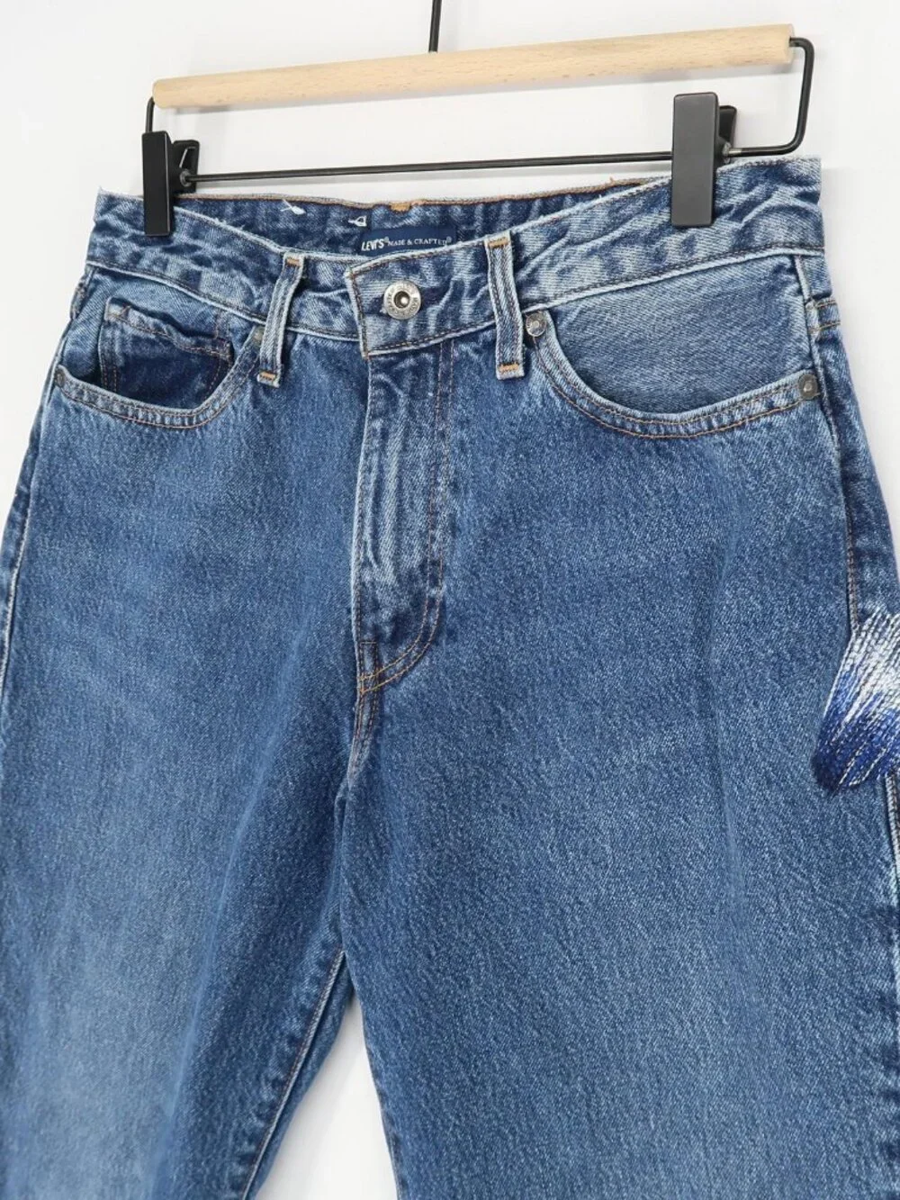 Levis Made & Crafted Jeans Mens 29 Blue Draft Wide Taper Crop‎ Distressed Cotton